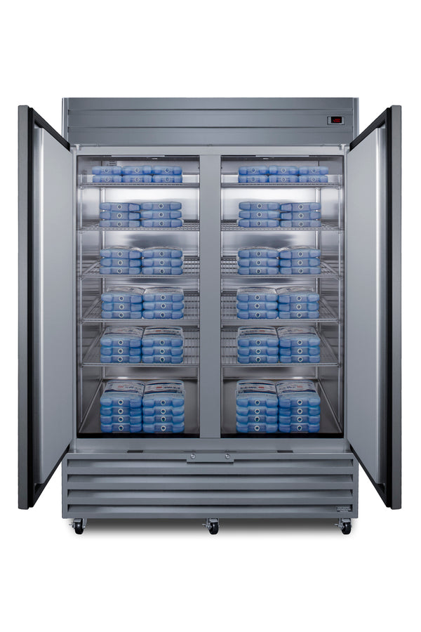 Reach in 2 door 49 cf freezer in stainless steel - Full