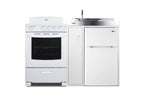 All-in-one combination kitchenette with refrigerator-freezer, sink, storage cabinet, and coil range (Model ACK54COILW)