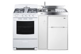 Accucold All-in-one combination kitchenette with refrigerator-freezer, sink, storage cabinet, and gas range (Model ACK54GASW)