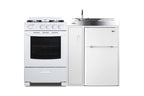 Accucold All-in-one combination kitchenette with refrigerator-freezer, sink, storage cabinet, and gas range (Model ACK54GASW)