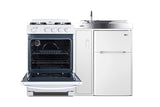 Accucold All-in-one combination kitchenette with refrigerator-freezer, sink, storage cabinet, and gas range (Model ACK54GASW)