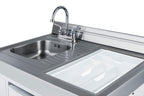 All-in-one combination kitchenette with refrigerator-freezer, sink, storage cabinet, and coil range (Model ACK60COILW)