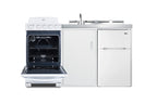 All-in-one combination kitchenette with refrigerator-freezer, sink, storage cabinet, and coil range (Model ACK60COILW)