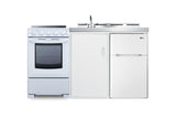 All-in-one combination kitchenette with refrigerator-freezer, sink, storage cabinet, and smooth-top range (Model ACK60ELSTW) - Front