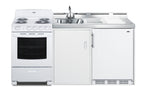 Accucold All-in-one combination kitchenette with refrigerator-freezer, sink, storage cabinet, and coil range (Model ACK72COILW)