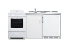 Accucold All-in-one combination kitchenette with refrigerator-freezer, sink, storage cabinet, and coil range (Model ACK72COILW)