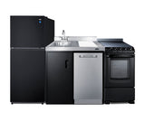 Accucold 81" Wide Kitchenette with Refrigerator-freezer, Dishwasher, Sink, and Smooth-top Range