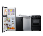 Accucold 81" Wide Kitchenette with Refrigerator-freezer, Dishwasher, Sink, and Smooth-top Range