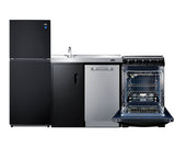 Accucold 81" Wide Kitchenette with Refrigerator-freezer, Dishwasher, Sink, and Smooth-top Range