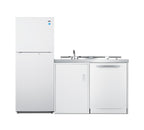 All-in-one combination kitchenette with full-sized refrigerator-freezer, dishwasher, sink, storage cabinet, and 2-burner (Model ACKDW721G) - Front