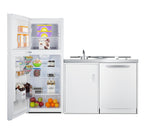 All-in-one combination kitchenette with full-sized refrigerator-freezer, dishwasher, sink, storage cabinet, and 2-burner (Model ACKDW721G) - Full