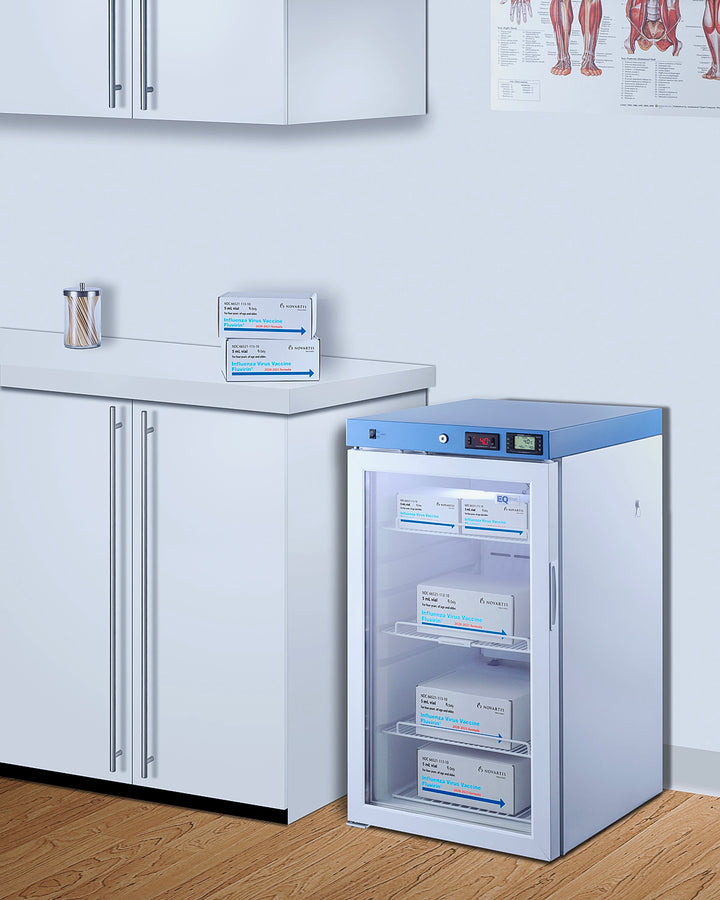 Accucold Healthcare all-refrigerator for vaccine storage with self-closing door and lock (Model ACR32GLHD)