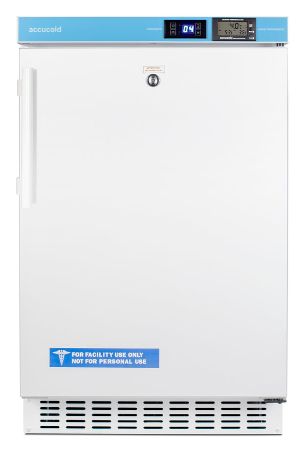 Built-in ADA compliant healthcare all-refrigerator with NIST calibrated alarm/thermometer (Model ACR45LCAL)