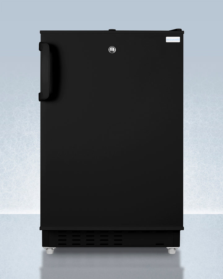 Accucold Built-in undercounter, ADA compliant refrigerator-freezer in black, Stainless Steel, Towel Bar, Left Hinge –