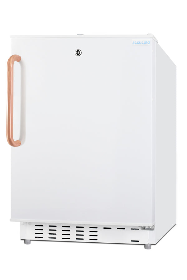 20" wide built-in undercounter ADA compliant refrigerator-freezer with a front lock and copper handle, ADA (Model ADA302