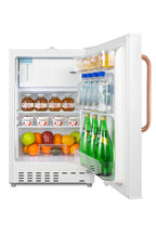 20" wide built-in undercounter ADA compliant refrigerator-freezer with a front lock and copper handle, ADA (Model ADA302