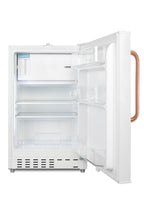 20" wide built-in undercounter ADA compliant refrigerator-freezer with a front lock and copper handle, ADA (Model ADA302