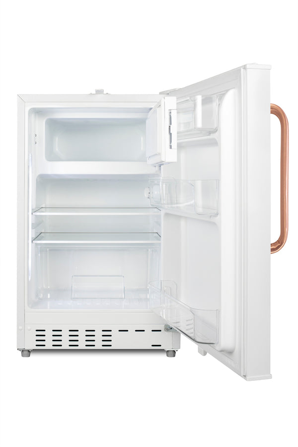 20" wide built-in undercounter ADA compliant refrigerator-freezer with a front lock and copper handle, ADA (Model ADA302