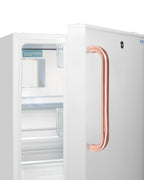 20" wide built-in undercounter ADA compliant refrigerator-freezer with a front lock and copper handle, ADA (Model ADA302