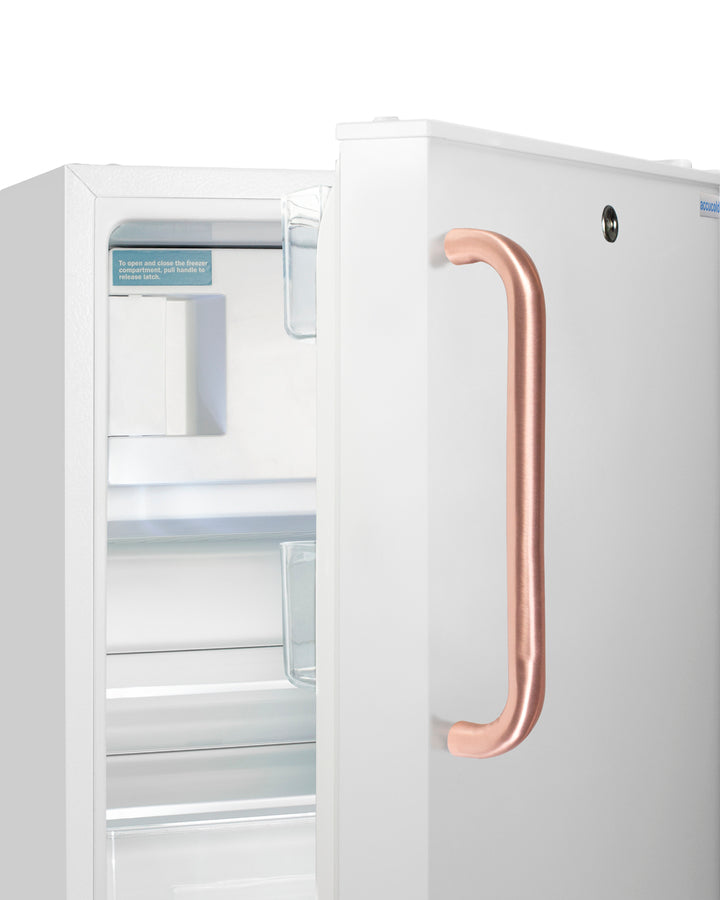 20" wide built-in undercounter ADA compliant refrigerator-freezer with a front lock and copper handle, ADA (Model ADA302