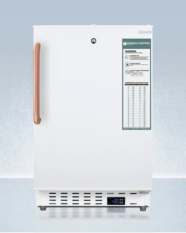 Accucold Built-in undercounter -25ºC ADA compliant all-freezer in white with lock, Towel Bar, Left Hinge –