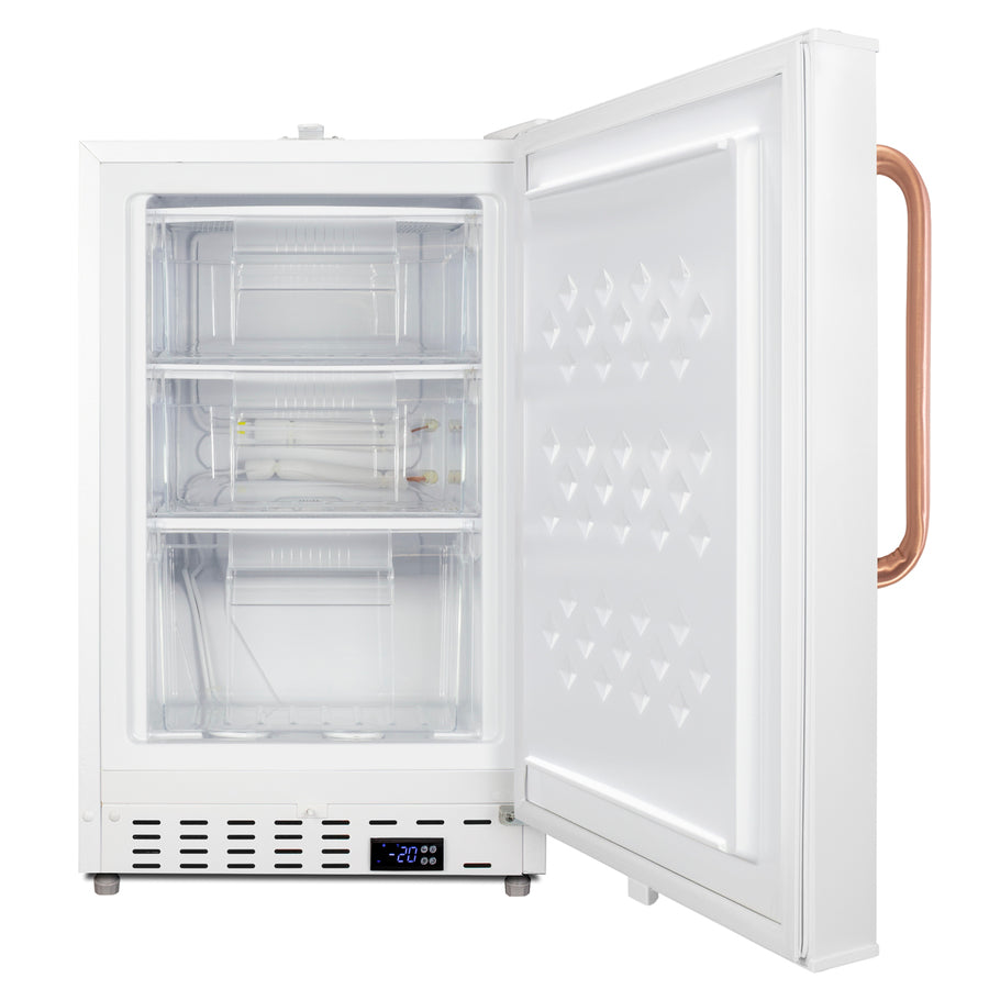 Accucold Built-in undercounter -25ºC ADA compliant all-freezer in white with lock, Towel Bar, Left Hinge – ADA305AFTBCLHD - Open