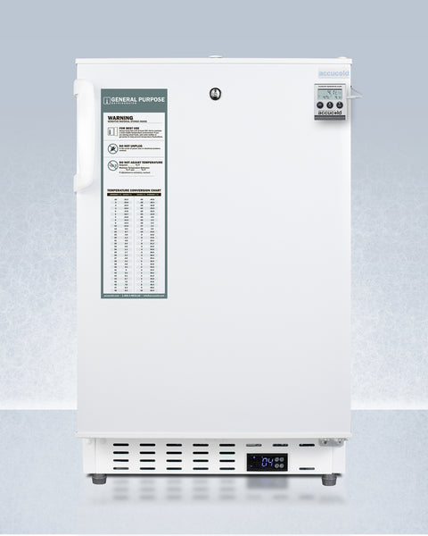Accucold Built-in undercounter ADA compliant +2°C to +8°C all-refrigerator in white, Left Hinge, Combination Lock –