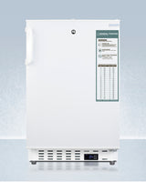 Accucold Built-in undercounter ADA compliant +2°C to +8°C all-refrigerator in white, Stainless Steel, Towel Bar, Left
