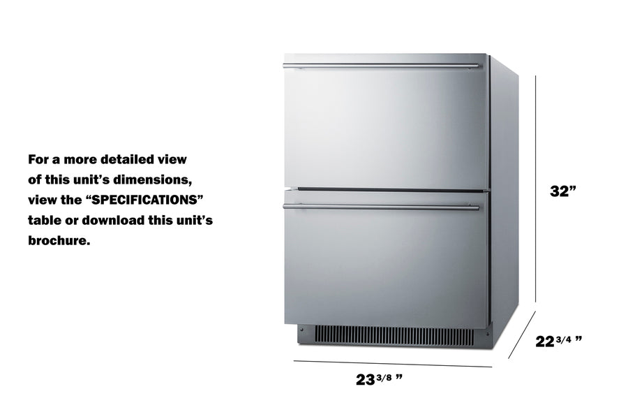 Accucold 24" wide indoor/outdoor ADA compliant 2-drawer all-freezer (Model ADFD2D24PNR)
