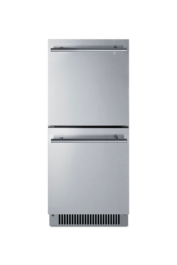 15" wide indoor/outdoor ADA compliant drawer refrigerator in stainless steel