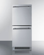 15" wide indoor/outdoor ADA compliant drawer refrigerator in stainless steel