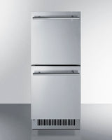 15" wide indoor/outdoor ADA compliant drawer refrigerator in stainless steel
