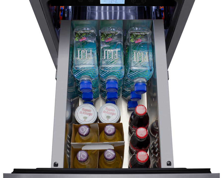 15" wide indoor/outdoor ADA compliant drawer refrigerator in stainless steel