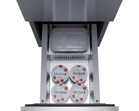 15" wide indoor/outdoor ADA compliant drawer refrigerator in stainless steel