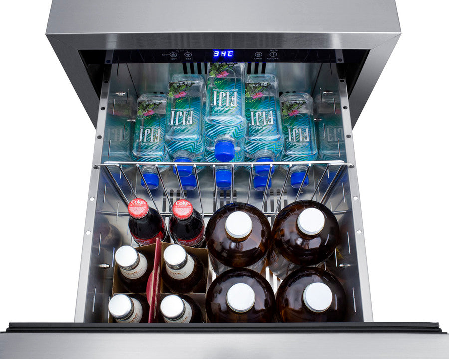 18" wide indoor/outdoor ADA compliant panel-ready drawer refrigerator in stainless steel - Full