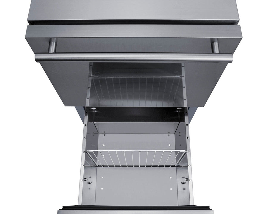 18" wide indoor/outdoor ADA compliant panel-ready drawer refrigerator in stainless steel - Open