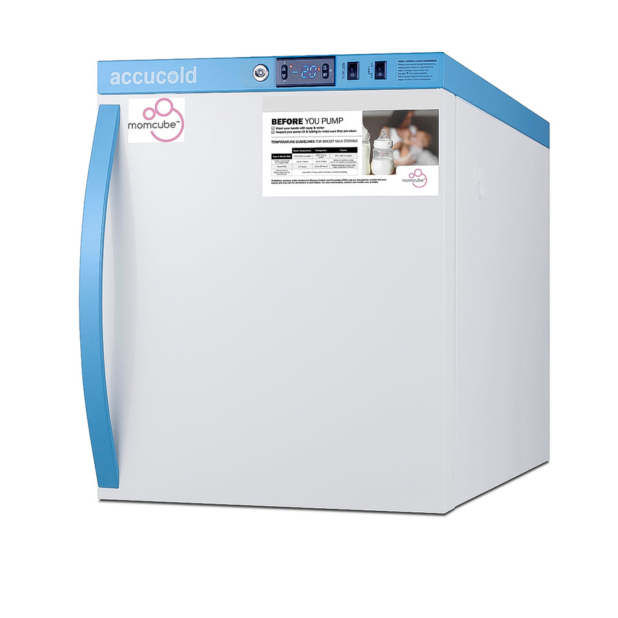 MOMCUBE countertop all-freezer for breast milk storage (Model AFZ1PVMC) - Angle