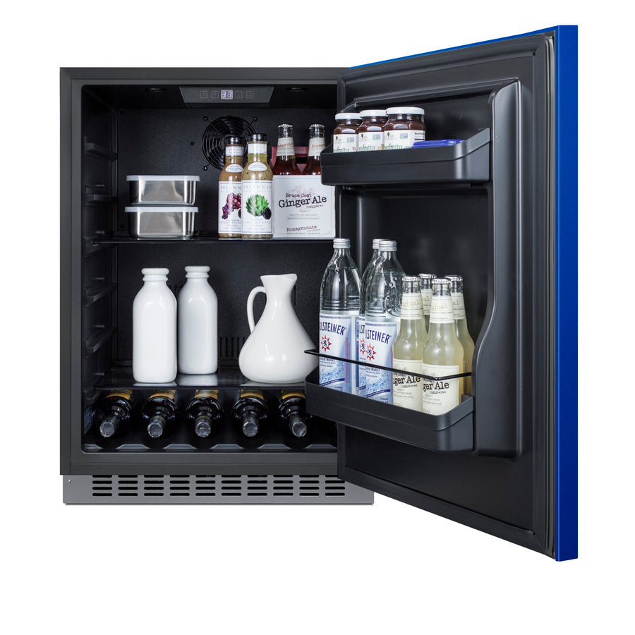 Accucold Built-in undercounter ADA compliant all-refrigerator with cobalt blue door, stainless steel handle, black cabinet, door (Model AL54B)