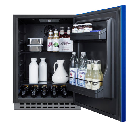 Accucold Built-in undercounter ADA compliant all-refrigerator with cobalt blue door, stainless steel handle, black cabinet, door (Model AL54B)