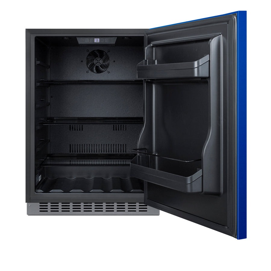 Accucold Built-in undercounter ADA compliant all-refrigerator with cobalt blue door, stainless steel handle, black cabinet, door (Model AL54B)