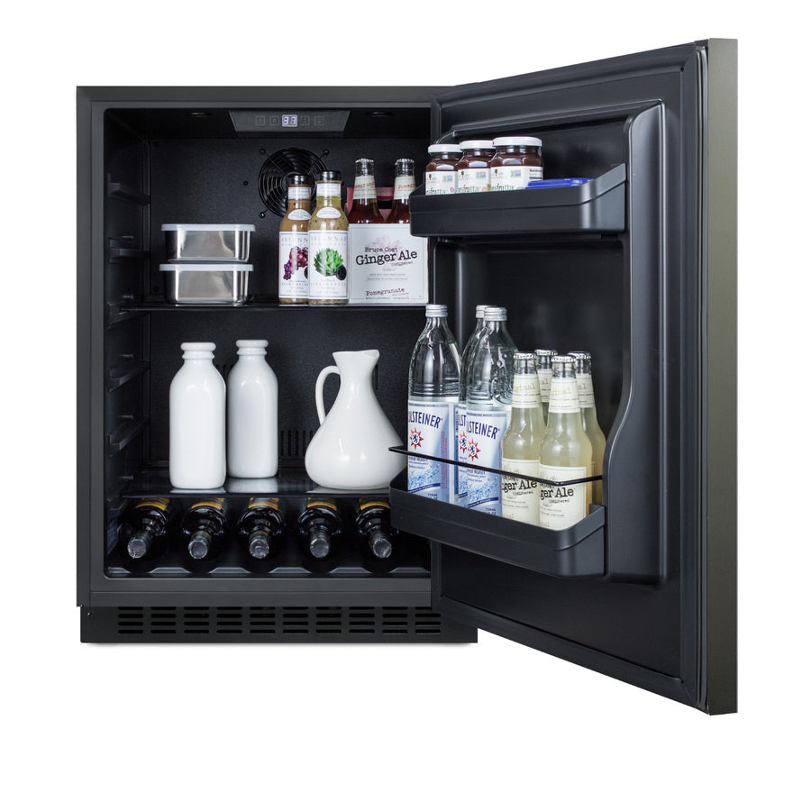 Accucold Built-in undercounter ADA compliant all-refrigerator with black stainless steel door, horizontal handle, black cabinet, (Model AL54KSHHLHD)