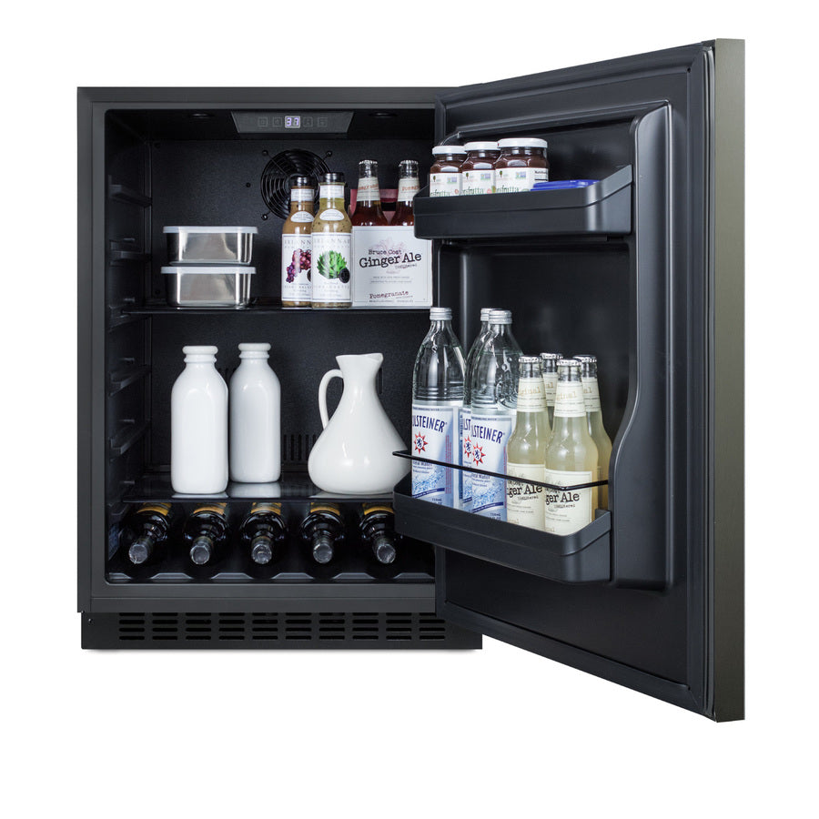 Accucold Built-in undercounter ADA compliant all-refrigerator with black stainless steel door, horizontal handle, black cabinet, (Model AL54KSHH)