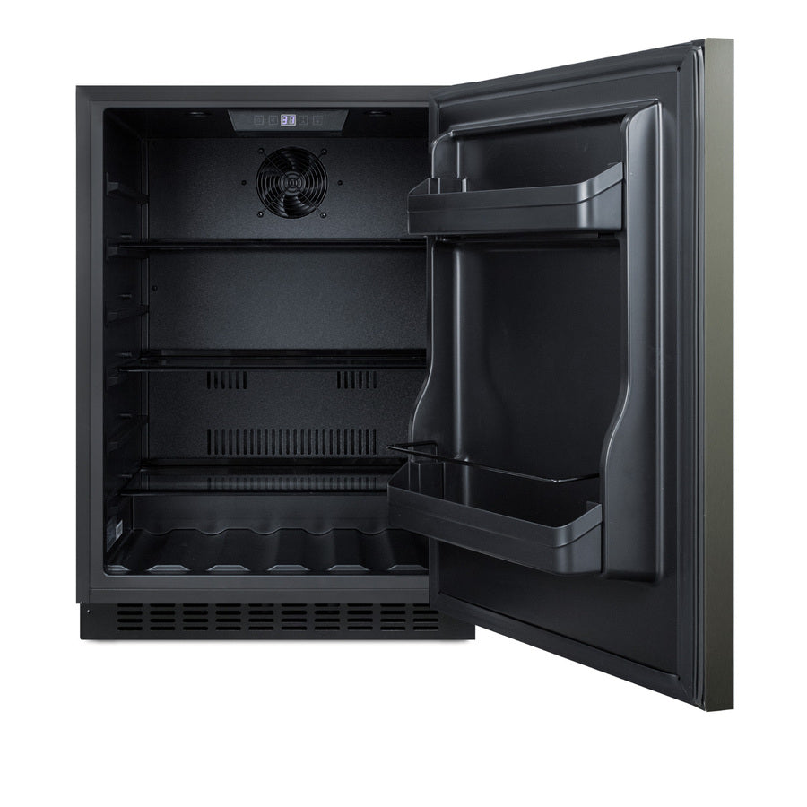 Accucold Built-in undercounter ADA compliant all-refrigerator with black stainless steel door, horizontal handle, black cabinet, (Model AL54KSHHLHD)