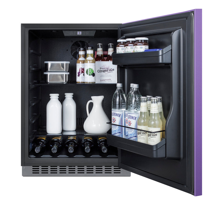 Accucold Built-in undercounter ADA compliant all-refrigerator with lavender purple door, stainless steel handle, black cabinet, d (Model AL54P)