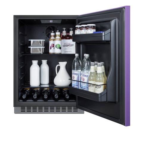 Accucold Built-in undercounter ADA compliant all-refrigerator with lavender purple door, stainless steel handle, black cabinet, d (Model AL54P)