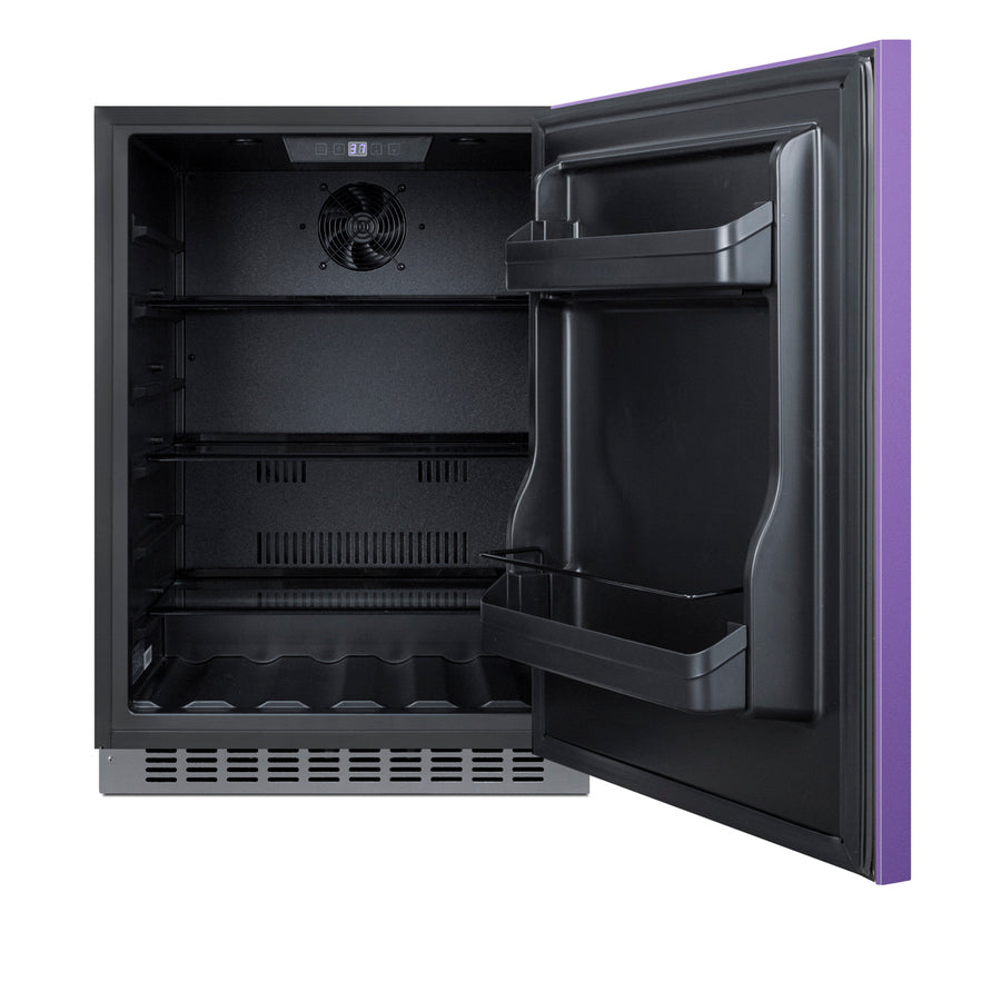 Accucold Built-in undercounter ADA compliant all-refrigerator with lavender purple door, stainless steel handle, black cabinet, d (Model AL54P)