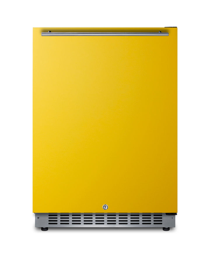 Accucold Built-in undercounter ADA compliant all-refrigerator with saffron gold door, stainless steel handle, black cabinet, door (Model AL54YLHD)