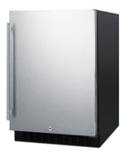 Built-in undercounter ADA compliant all-refrigerator with panel-ready door, black cabinet, door storage, and digital con