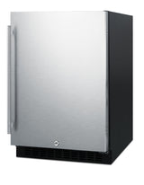 Built-in undercounter ADA compliant all-refrigerator with panel-ready door, black cabinet, door storage, and digital con