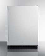 Built-in undercounter ADA compliant all-refrigerator with panel-ready door, black cabinet, door storage, and digital con